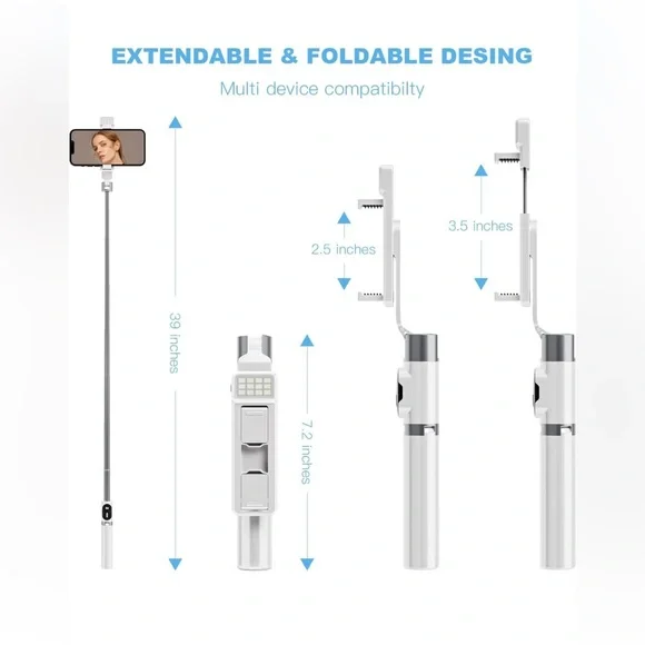 Newest Selfie Stick for iPhone with LED Light Wireless Bluetooth Tripod Selfie S - Picture 6 of 7